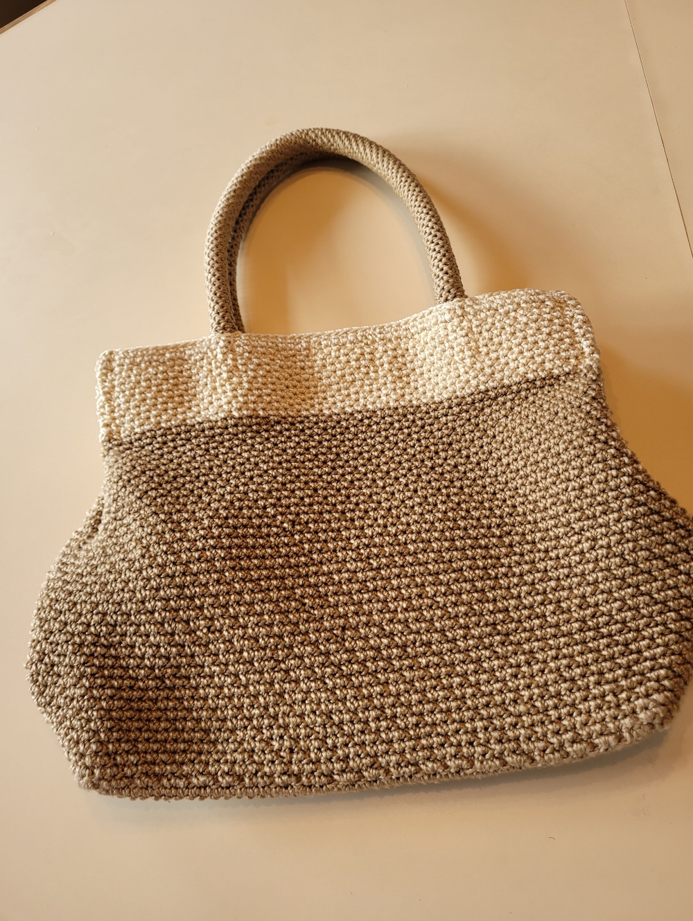 Handwoven Two-Tone Bag - Cream & Tan